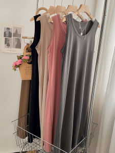 Pure Desire Style Slim Fit Copper Ammonia Silk Vest Long Skirt Womens Summer Thin Hanging Soft Base Dress Slimming Effect