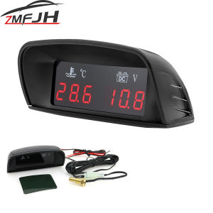 เครื่องวัดอุณหภูมิน้ําแบบดิจิตอล + โวลต์อุณหภูมิน้ํา Sensor 10 มม.2 ใน 1 รถจอแสดงผล LCD รถบรรทุกรถจักรยานยนต์ 12V 24V