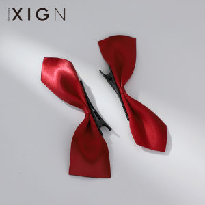 Xign Zhao Lusi Same Style Black Bows Barrettes Side Clip Female Hairpin Duckbill Clip Red New Year Headdress