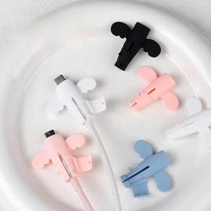 1pc Silicone Soft Case Anti Break Charging Cable Protective Case Little Angel Data Cable Protector