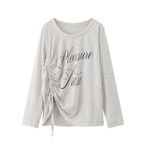Nude-feel Lightweight Breathable Loose-fit T-shirt Long-sleeve Crew-neck