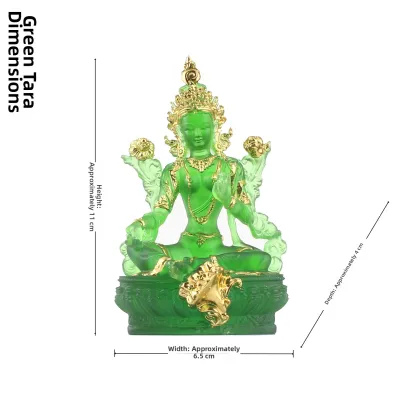 Painted Green Tara Statue Resin