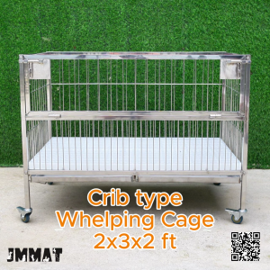 2x3x2 ft - Crib type Whelping Cage 304 Stainless-Steel Heavy-Duty Cage - Dog Cage/Crate - Pet Cage