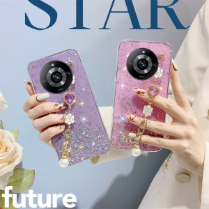 Casing Realme 11 Pro+ Realme11 Pro + Plus 5G Phone Case New Design Trend Starry Sky Bling Shiny Transparent Hard Cover with Love Crystal Pearl Bracelet 2023