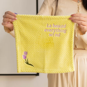 Soft Floral Design Handkerchief Coral Fleece Face Wash Cloth Womens Home Use High Absorbency Cute Square Towel Fresh Style