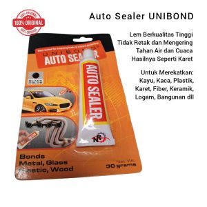 Lem Auto Sealer Hitam Unibond 30 Gram Lem Material Waterproof Anti Air Cuaca Panas Lem Perekat Besi Logam Kayu Kaca Keramik Plastik Fiber Bangunan Karet Lem Auto Sealer Water Proof Berat Isi 30 Gram UNIBOND