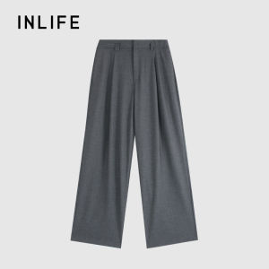 INLIFE | Gray Loose High Waist Versatile Womens Trousers