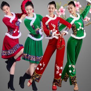 Chun Ying Teacher Velvet Square Dance Costume Womens National Stage Performance Drumming Outfit Festive Performance Set