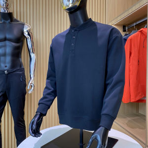 Heavyweight American Casual Henry Collar Long Sleeve Mens Base Shirt Sweatshirt Trendy Autumn New Arrival Straight Cut