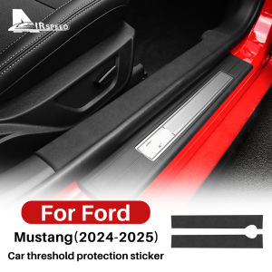 For Ford Mustang 2024 2025 Car Door Sill Sticker Anti-Scratch Suede Leather Carbon Fiber Pattern Protector Stickers Accessories