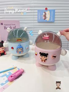 Thùng Rác Bàn Tròn Nhỏ Dễ Thương Có Nắp Chống Mùi Dùng Trong Gia Đình Phòng Khách Phòng Ngủ Thùng Đựng Giấy Vật Dụng Vệ Sinh