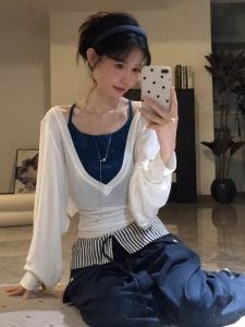 Korean Style Long Sleeve Set Unique Beautiful Two Piece Suit Summer 2026 Fashionable Casual Wear Cotton Sun Protection