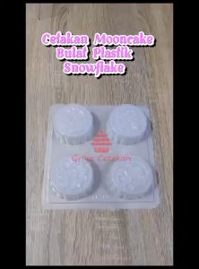 Griya Cetakan Mooncake Moon Cake Kue Bulan Puding Jelly Bulat Snowflake Mix 4 Cavity Plastik