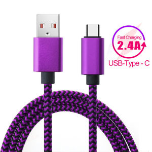 12W Fast Charging Battery Charger USB A -Type C Cable Wire Woven Nylon Data Cable Mobile Phone Charger For Huawei Samsung USB C