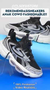 SOFEI Sepatu Anak Laki Laki Sepatu Sekolah Sneakers Casual Hitam Karet Shoes Pria Snekers Sports