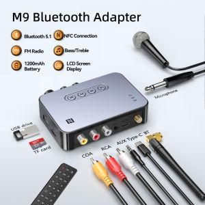 VAORLO Bộ Phát NFC Bluetooth 5.1 Thiết Bị Thu Nhận Âm Thanh Đĩa 3.5Mm AUX RCA Âm Thanh Nổi Không Dây Bộ Chuyển Đổi Âm Nhạc U/Máy Phát Hỗ Trợ Thẻ TF Có IR Hỗ Trợ Karaoke Từ Xa