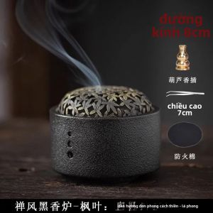 pdq | Lọ Đốt Trầm Gốm Sứ Phong Cách Thiền Kiểu Dáng Cổ Điển Vật Trang Trí Nhà Cửa Khay Đựng Tàn Thuốc Đồ Trang Trí Bàn Làm Việc Có Lưới Che Giá Đỡ Trị Liệu Hương Thơm