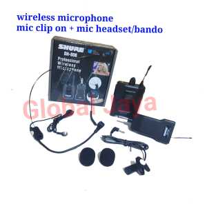 wireless mic jepit imam SH-808 2in1 mic clip on+mic headset/mic bando wireless mic imam tanpa kabel mic kancing mic jepit baju wireless mic masjid