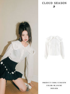 Cloudseason Hollow Heart Shirt Womens Lazy Design Sense Inner Wear Top Button Style Long Sleeve Regular Fit Polyester Blend