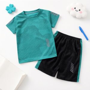 Quick-Dry Breathable Childrens Sportswear Set Summer Style