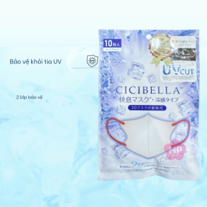 Khẩu Trang Chống Tia Uv Cicibella 6D Quick Breath Mask Feeling Cool 10 Sheets Per Bag (Màu Be Dây Cam Đất-10 Chiếc/Túi)