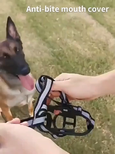 Dog Muzzle with Reflective Strip Adjustable Pet Dog Mouth Cover Anti-Biting Dog Supplies Prevent Shouting and Eating