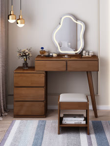 Modern Minimalist Solid Wood Makeup Desk Integrated Bedroom Dressing Table Multi-Function Small Apartment Vanity Desk