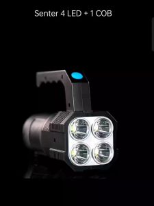 Senter Super Terang 4 LED Isi Ulang 48W + 20W COB 4 Mode Emergency Cahaya