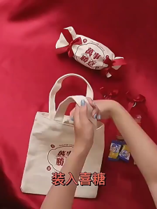 2026 CNY Candy Shaped Canvas Gift Bag Goodies Carrier And Biscuit Candy Packing Bag Beg Kanvas CNY Bentuk Gula-Gula帆布福袋