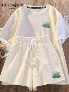 La Chapelle Casual Sports Set Womens Short Sleeve Two-Piece Suit Summer Collection Cotton round Neck Online Exclusive