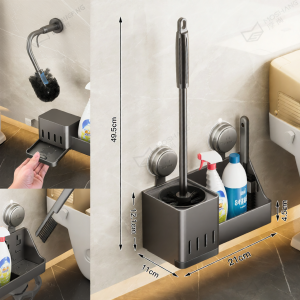 MOSHANG | Bàn Chải Toilet Treo Tường Không Cần Đục Lỗ Không Góc Chết Tay Cầm Dài Cho Nhà Ở
