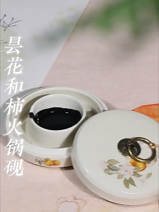 Nghiên mực sứ có nắp đậy chống khô mực giữ ẩm hai vòng chuyên dùng cho thư pháp luyện viết