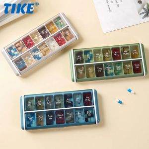 1 Pcs Weekly (7-Day) AM/PM Pill Organizer Vitamin Case and Medicine Box Medium Compartments 2 Times A Day Office Gym Home
