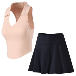 361° | Womens Summer Yoga Sport Set Padded Collared Vest Skirt