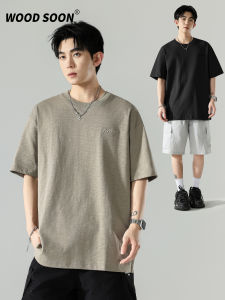 Wood soon | American Simple Pure Color Short Sleeve Casual Round Neck Cotton T-Shirt