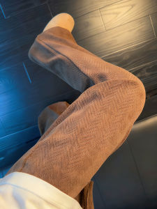 Quần Nỉ Nam Mùa Thu Đông Họa Tiết Lúa Màu Nâu Quần Thể Thao Rộng Rãi Cạp Vừa Dài Thường Ngày Quần Dài Thẳng