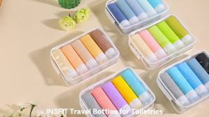 INSFIT Travel Bottles for Toiletries TSA Approved 3oz Travel Size Containers BPA Free Leak Proof Squeezable Silicone Tubes for Shampoo Conditioner Lotion Soap with Labels