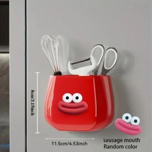 Magnetic Multi-Functional Storage Box Desktop Storage Space Pen Holder with Stickers Organizer for Home Office Kitchen Bathroom