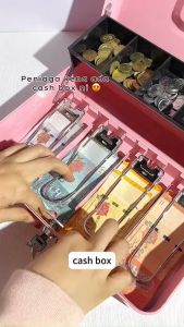 VARB Metal Petty Cash Box Handle Tray Safe Money Coins Bill Key Security Kotak Wang Safety Box