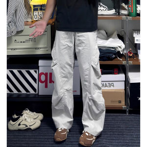 Light Grey Folded Paratrooper Workwear Pants Mens Autumn Outdoor Functional Soft Shell Jacket Casual Match Straight Leg Pants