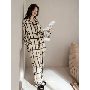 BEIYAN | Soft Fashionable Plaid Sleepwear Set for Spring & Autumn