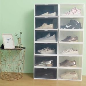 [✅Sg Ready Stock] Colorful Stackable Plastic Extra Large Stackable Shoes Box Rack Shoe Storage Cabinet Shelf 1PCS 鞋盒 收纳盒