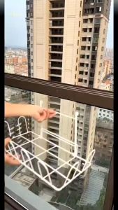 Airing ชั้นวางรองเท้าหน้าต่าง Guardrail ระเบียงสแตนเลสที่แขวนรองเท้า รองเท้าผ้าเช็ดตัวเสื้อผ้า Organizer Space Saver