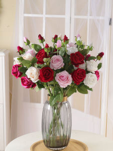 Hoa Hồng Vải Nhung Giả Bằng Lụa Một Nhánh Trang Trí Nhà Cưới Hoa Tươi Phong Cách Hiện Đại Trang Trí Phòng Khách