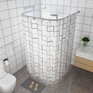 ห้องน้ํา Arc Shaped ผ้าม่าน L ประเภทชุดผ้าม่านอาบน้ําไม่มีเจาะ U ประเภทขยายกันน้ํา Partition ผ้าม่าน