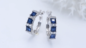 Lohaspie Jewelry Genuine 1.6 Carats Solid Sterling Silver 925 Drop Earring Original Natural Blue Sapphire Drop Earring Square Cut Gemstone Blue Sapphire Earring For Woemn Jewelry