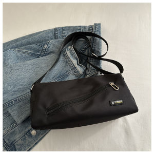 Ins Lightweight Sports Shoulder Bag Womens Crossbody Bag Casual Chic City Style Zipper Closure Soft Canvas Universal Bag