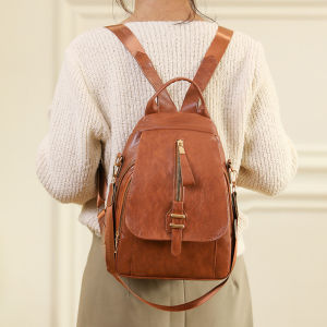 Nữ hoài cổ Ba lô cứng nhiều màu không thấm nước sức chứa lớn da mềm Daypack nữ hàng ngày đơn giản Túi