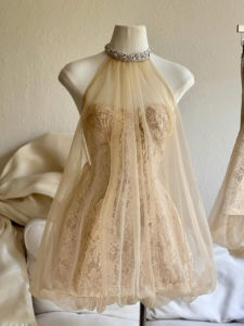 Lace Patchwork Halter Elegant Dress