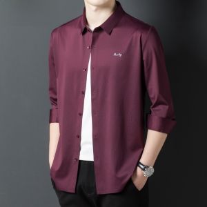 HENGYUANXIANG | Red Long Sleeve Casual Shirt For Men Business Formal Wear Spring Autumn New Style Dad Clothes Youth Fashion Standard Fit Printed